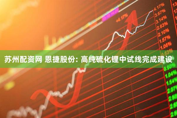 苏州配资网 恩捷股份: 高纯硫化锂中试线完成建设