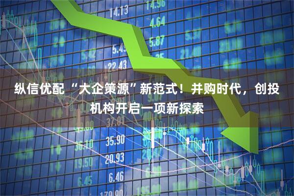 纵信优配 “大企策源”新范式！并购时代，创投机构开启一项新探索