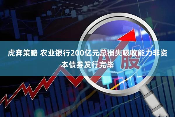 虎奔策略 农业银行200亿元总损失吸收能力非资本债券发行完毕